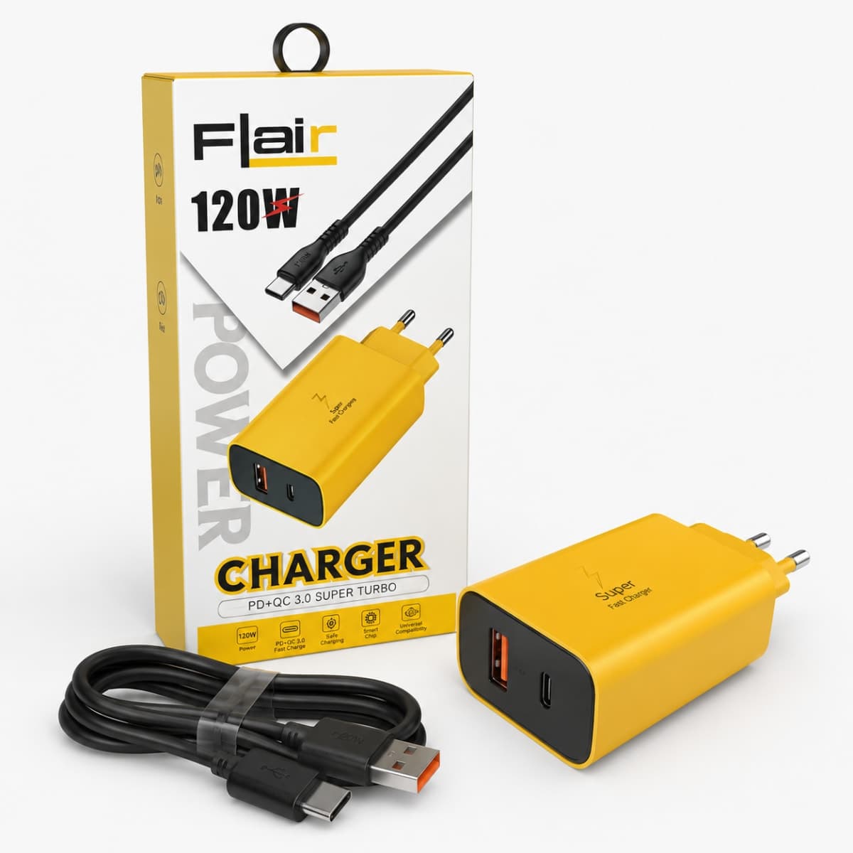 Chargeur Rapide Flair 120W – USB-A + USB-C