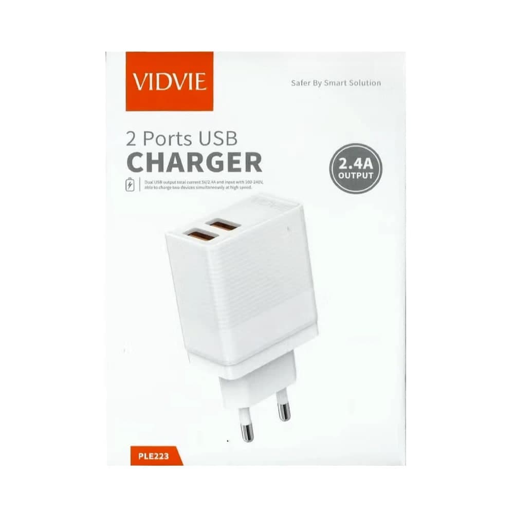 VIDVIE PLE223 – Chargeur Secteur USB Double Port 2.4A