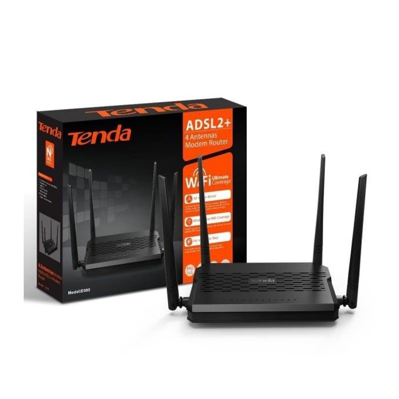 Tenda D305 Modem Routeur ADSL2+ 4 Antennes WiFi