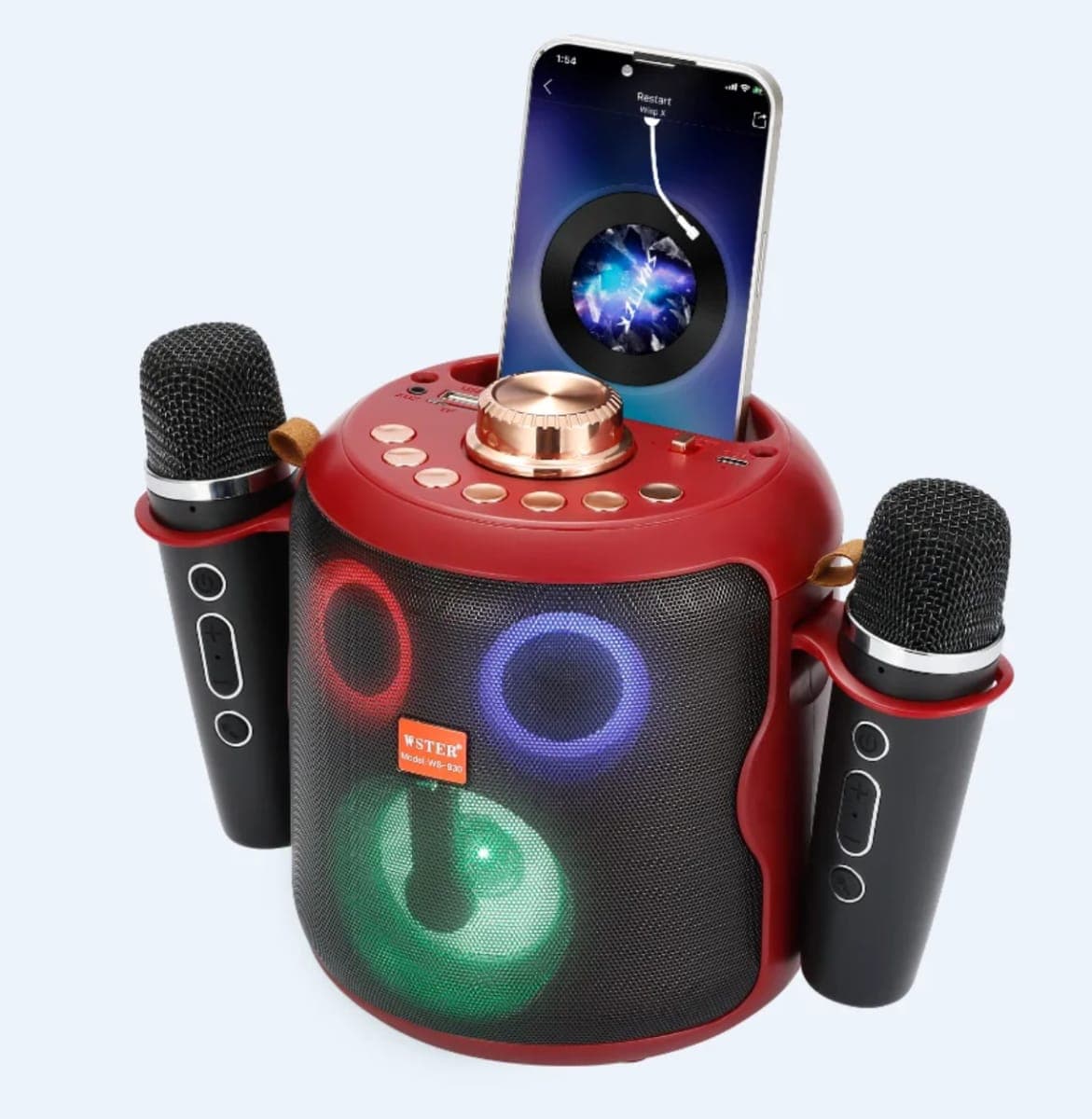 Station Karaoké Bluetooth WSTER WS-930 avec 2 Micros Sans Fil