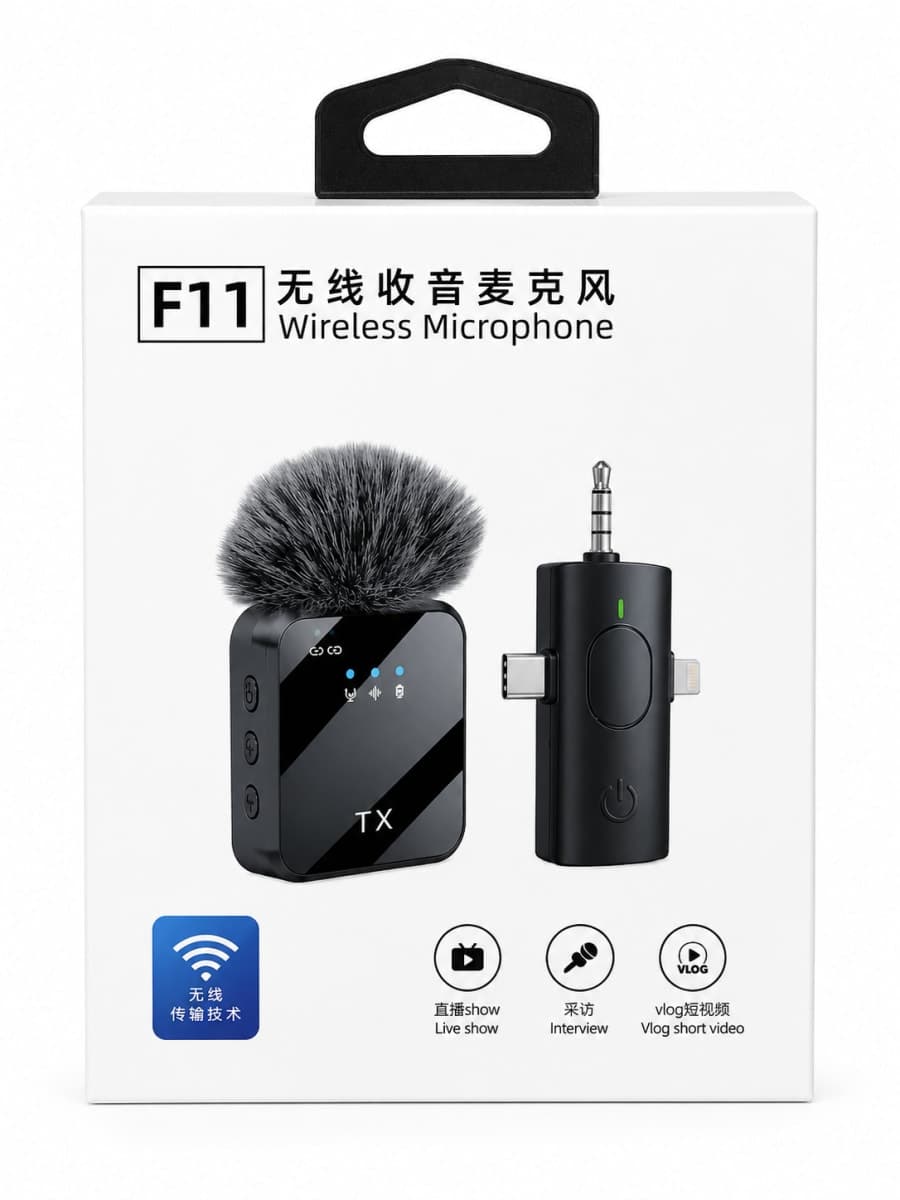 Micro Sans Fil F11 avec Récepteur USB-C & Lightning