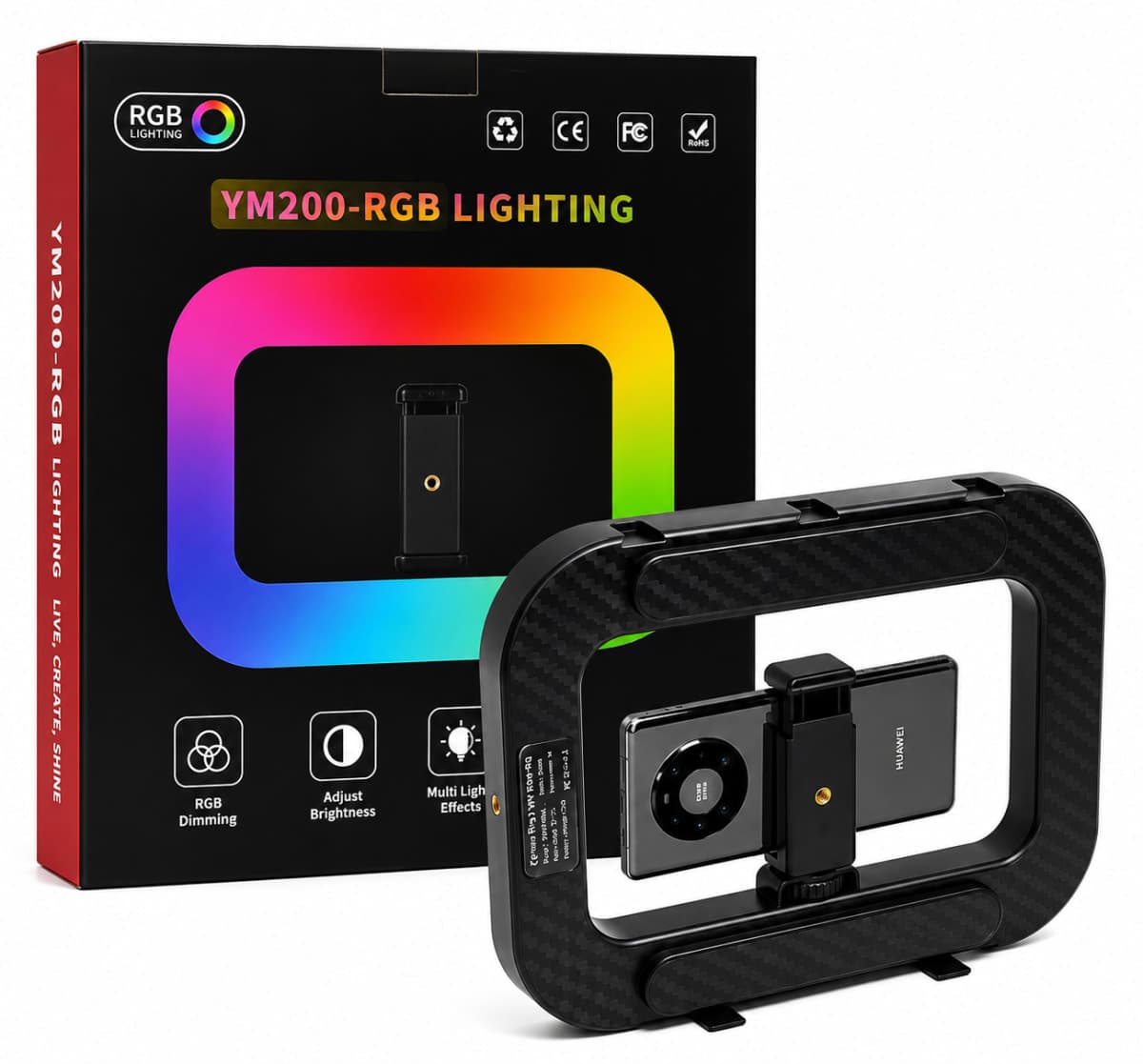 Cage Vidéo RGB YM200 avec Éclairage LED Coloré pour Smartphone