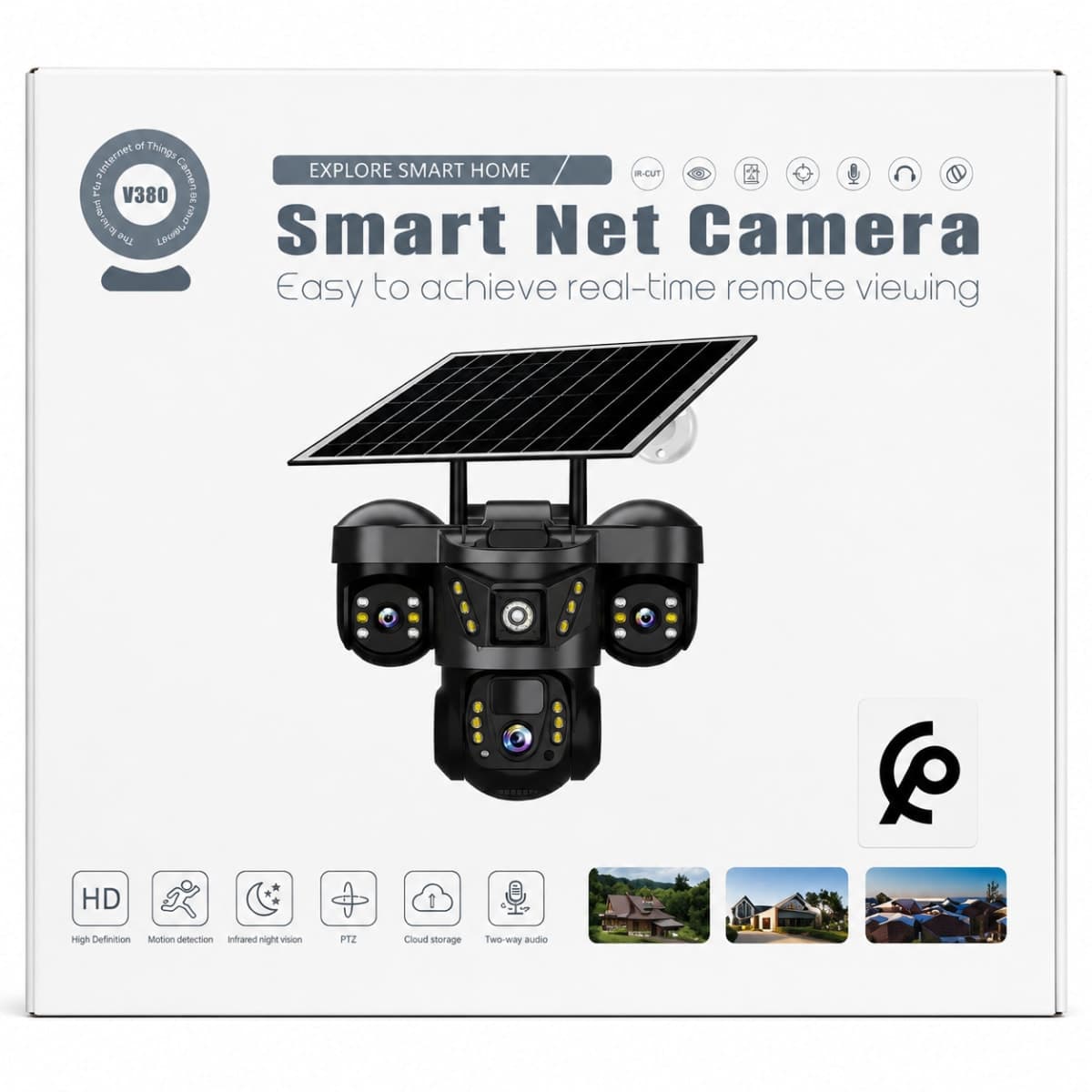 Caméra Solaire 4 Objectifs PTZ V380 Pro HD