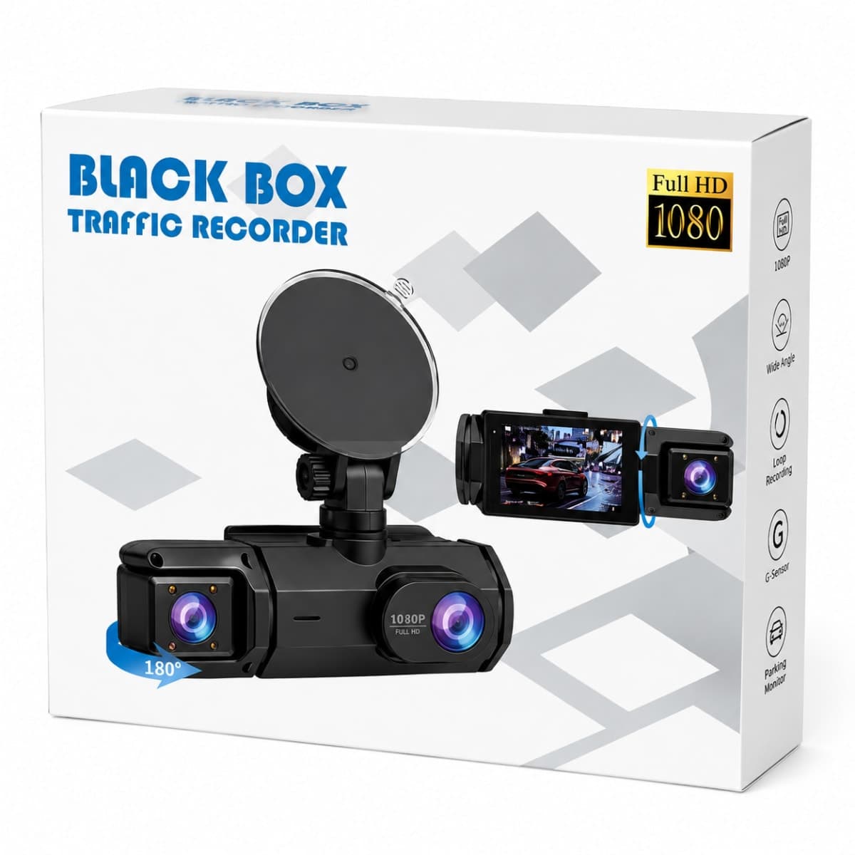 Black Box Dashcam Double Objectif 1080P Full HD 180°