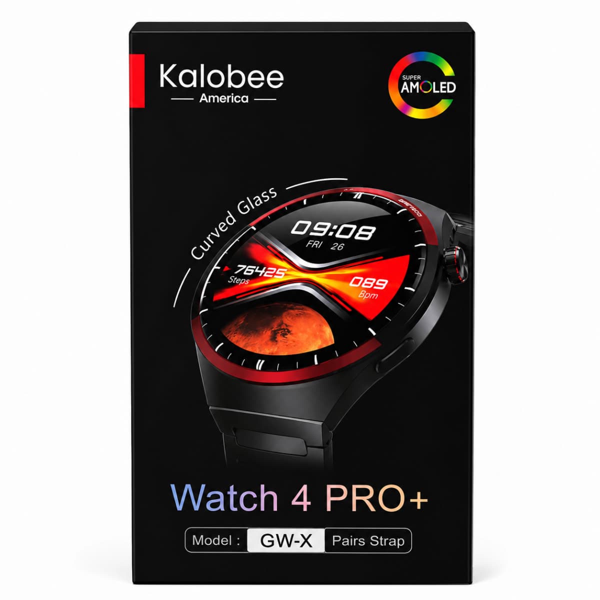 Kalobee Watch 4 Pro+ Montre Connectée AMOLED Verre Courbé