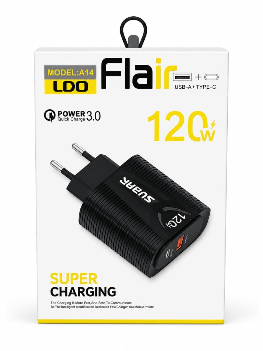 Chargeur Rapide Flair LDO A14 120W USB-A + Type-C