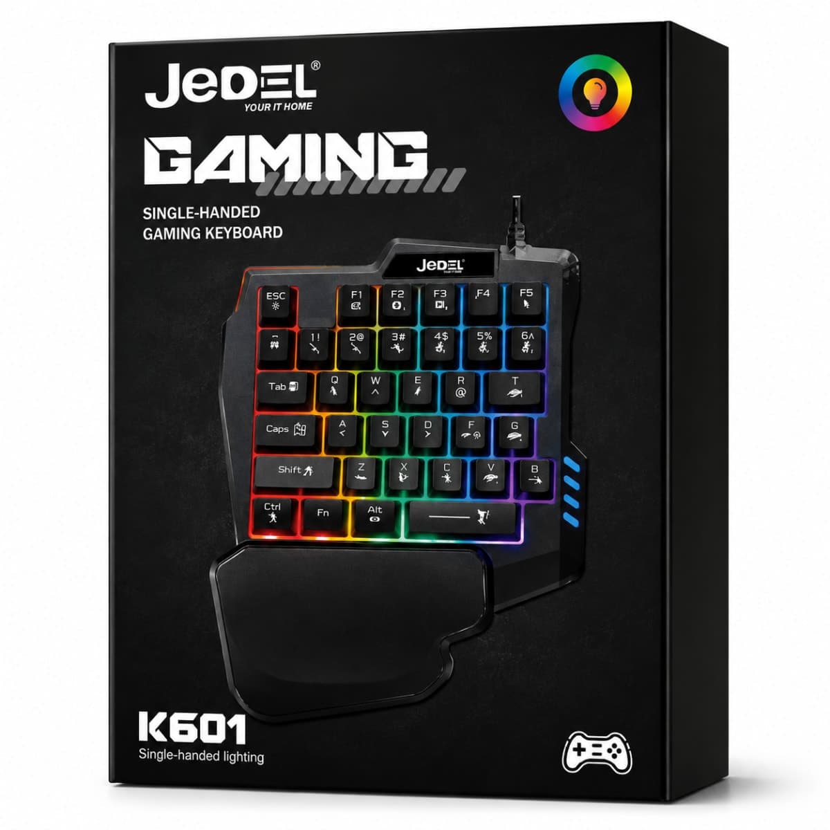 Jedel K601 Clavier Gaming Mono-Main RGB Lumineux